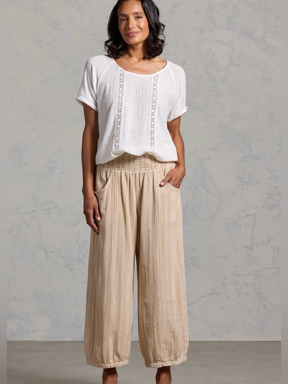 Nomad The Label Womens XS 100% Cotton Gauze Wide Leg Crop Pants